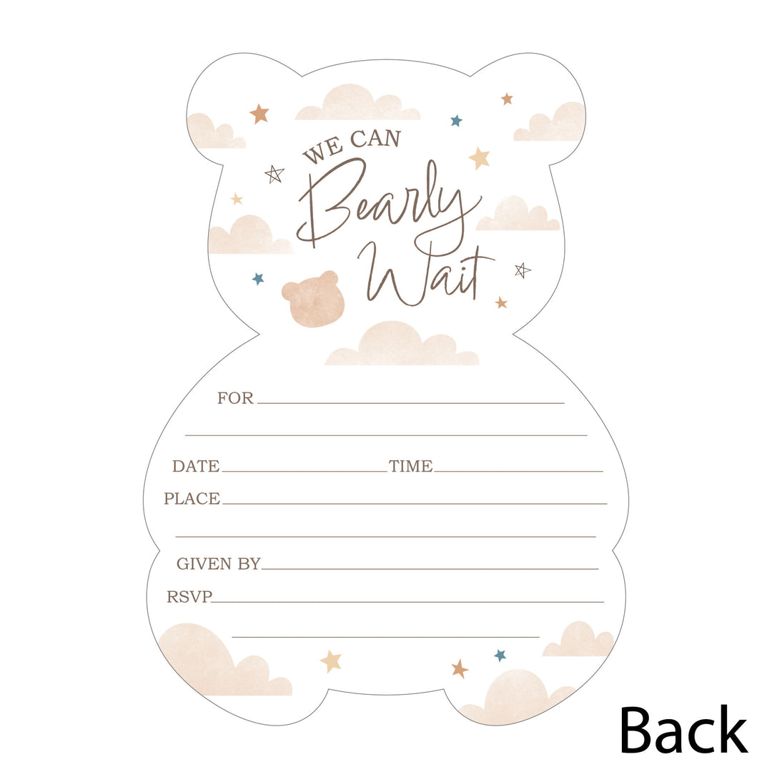 We Can Bearly Wait Shaped Fill-In Invitations - 12 Ct