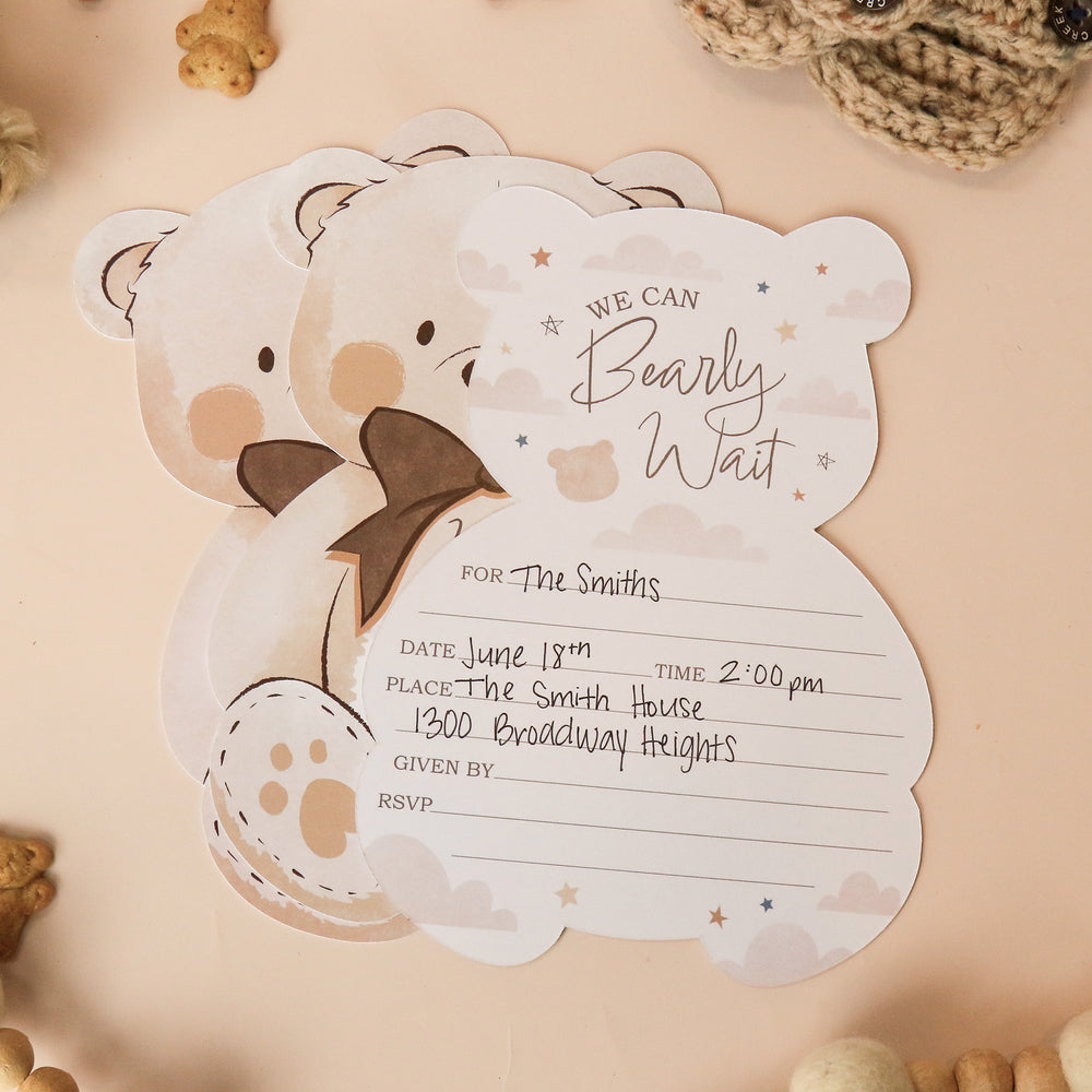 We Can Bearly Wait Shaped Fill-In Invitations - 12 Ct