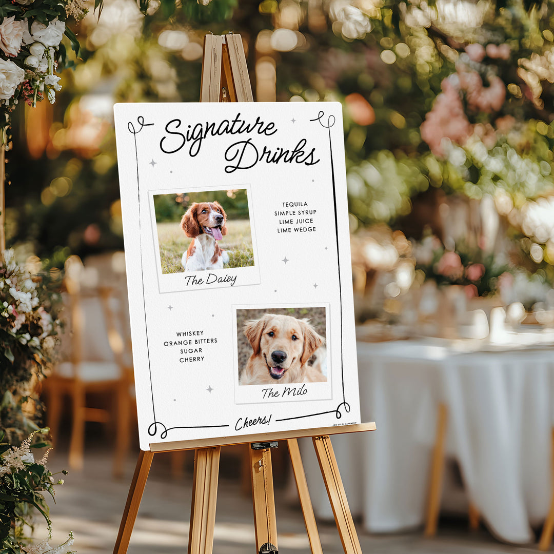 Personalized Photo Signature Drinks Wedding Sign (Select Your Size)