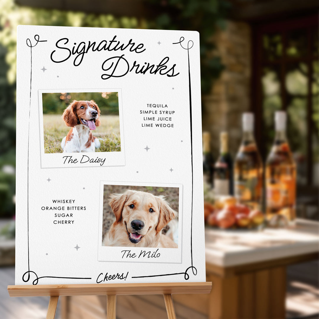 Personalized Photo Signature Drinks Wedding Sign (Select Your Size)