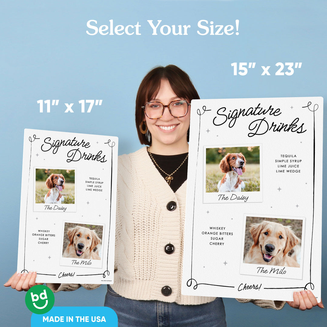 Personalized Photo Signature Drinks Wedding Sign (Select Your Size)