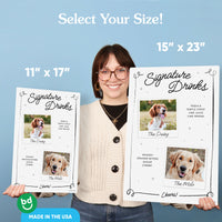 Personalized Photo Signature Drinks Wedding Sign (Select Your Size)