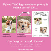 Personalized Photo Signature Drinks Wedding Sign (Select Your Size)