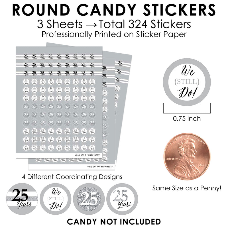 We Still Do - 25th Wedding Anniversary - Anniversary Party Small Round Candy Stickers - Party Favor Labels - 324 Count