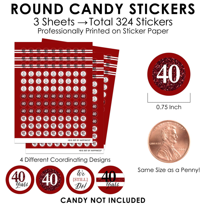We Still Do - 40th Wedding Anniversary - Anniversary Party Small Round Candy Stickers - Party Favor Labels - 324 Count