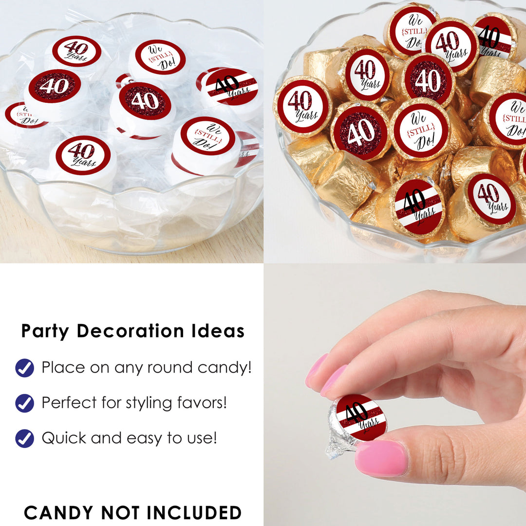 We Still Do - 40th Wedding Anniversary - Anniversary Party Small Round Candy Stickers - Party Favor Labels - 324 Count
