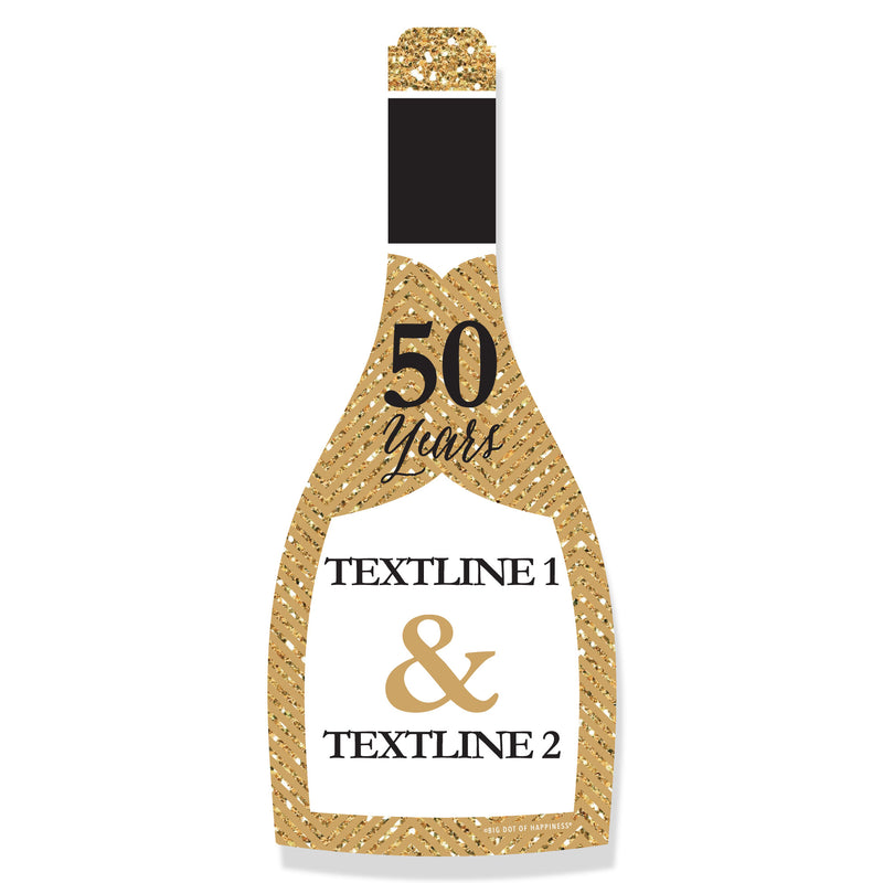 Custom We Still Do - 50th Wedding Anniversary - Cake, Champagne Bottle and 50 Shape Decorations - Anniversary Party Large Photo Props - 3 Pc