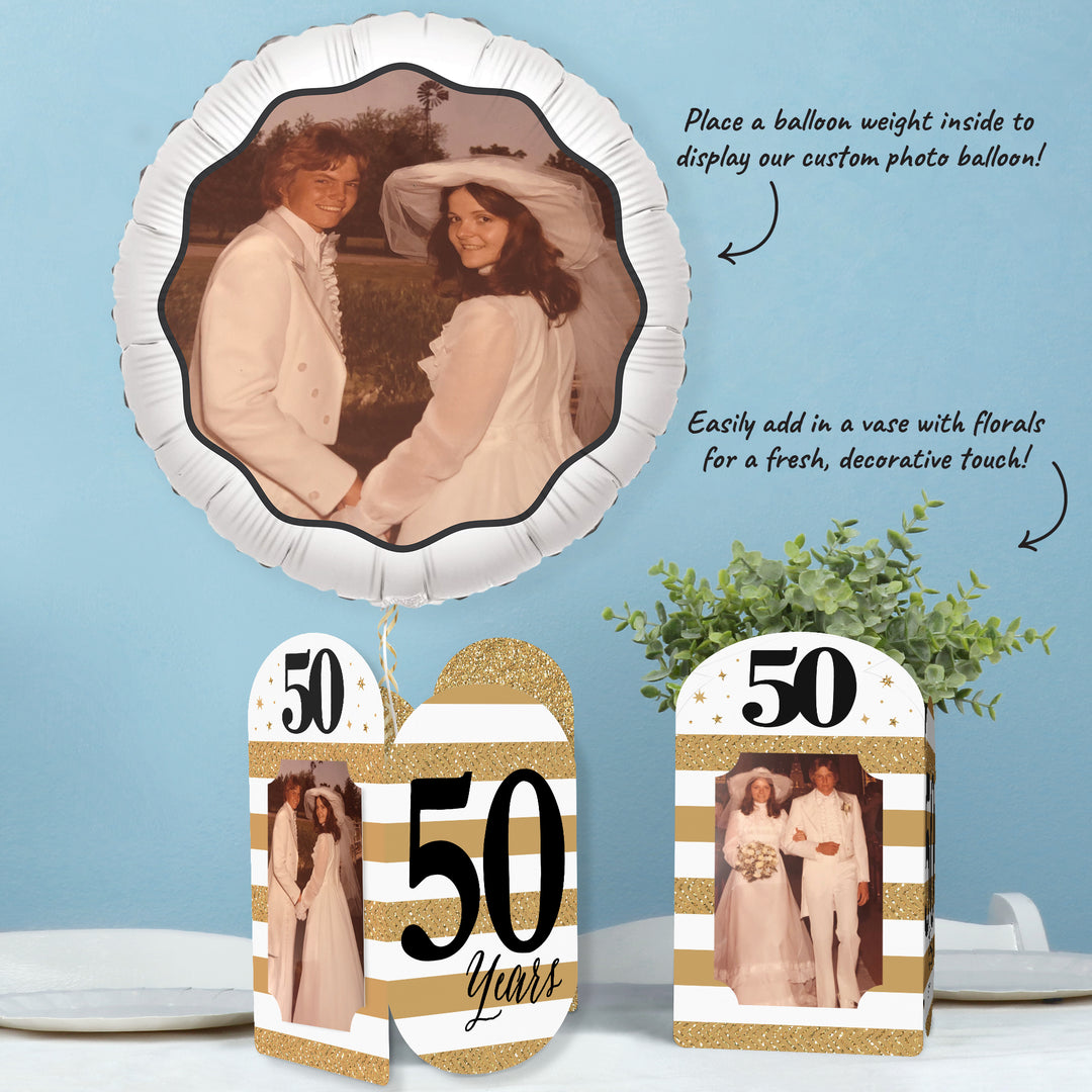 50th Wedding Anniversary Photo Centerpieces - 8 Ct