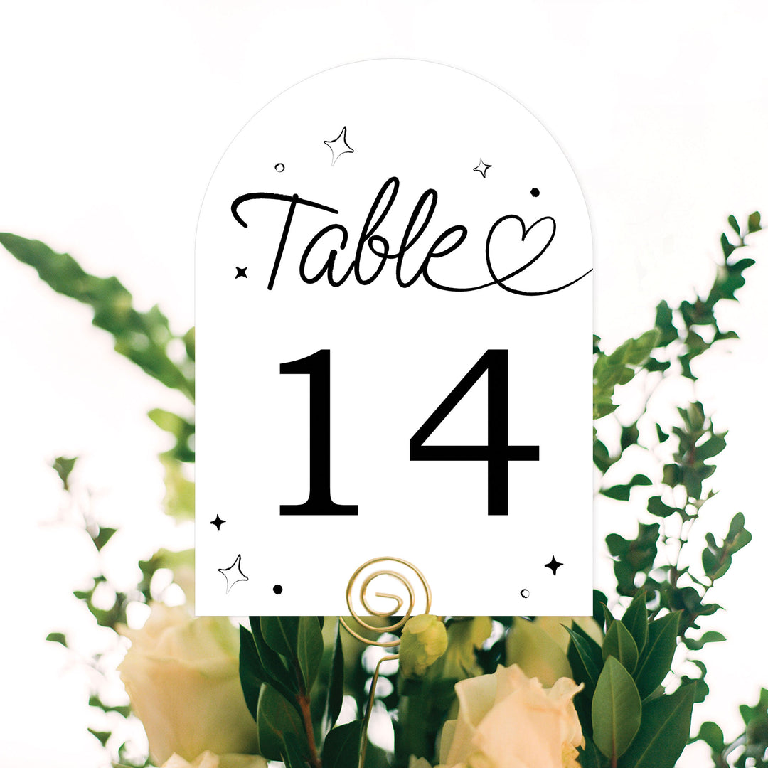 Wedding Hearts Table Numbers - 20 Ct