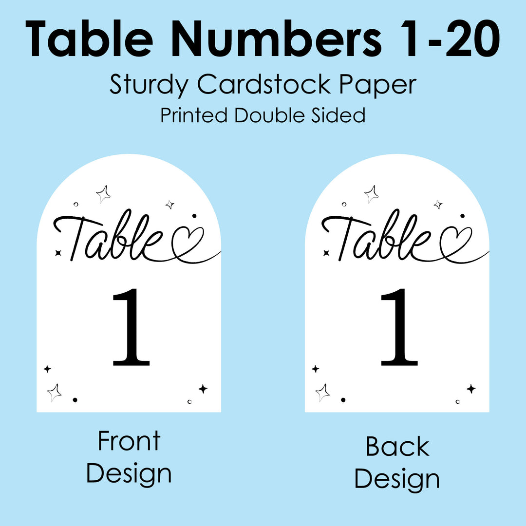 Wedding Hearts Table Numbers - 20 Ct