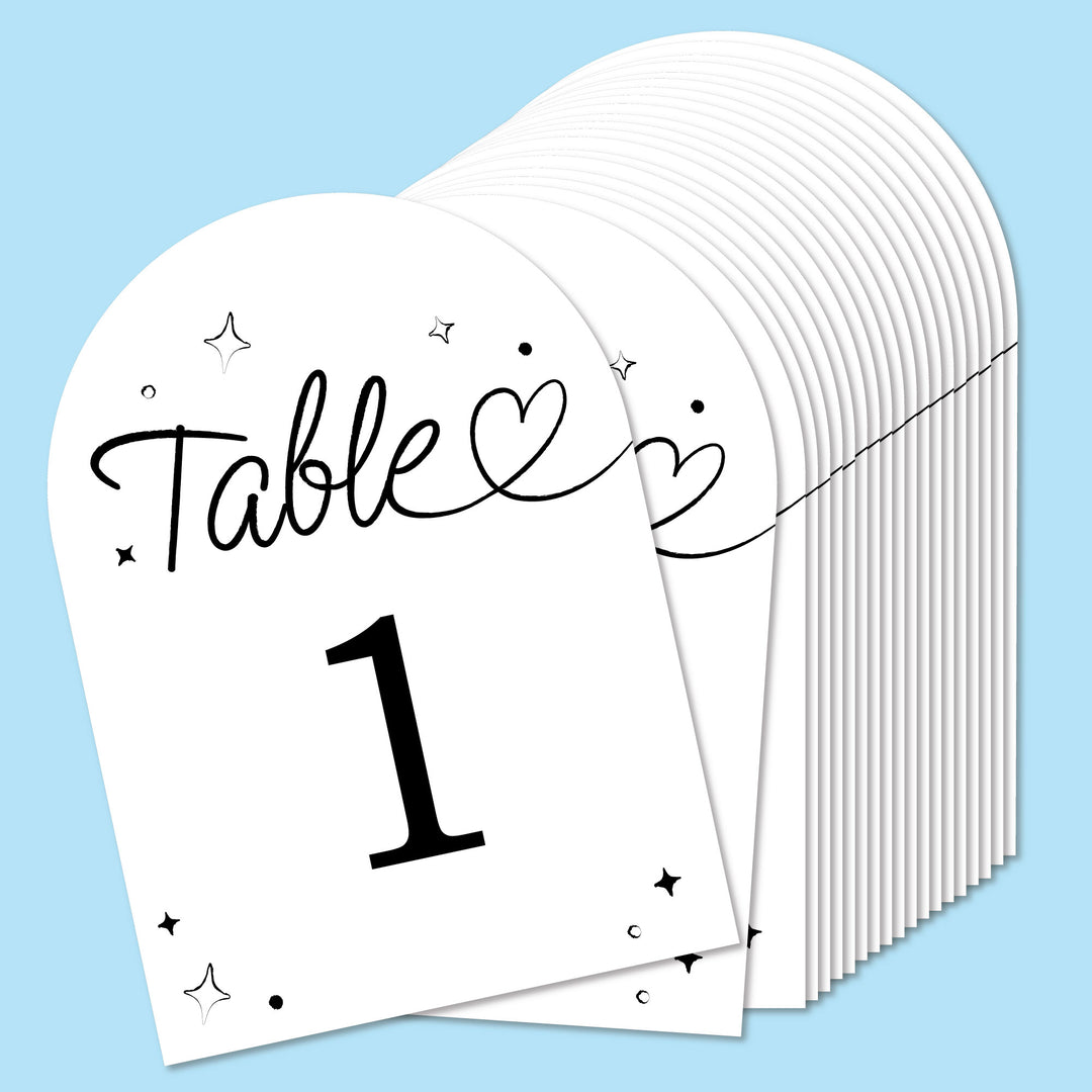 Wedding Hearts Table Numbers - 20 Ct