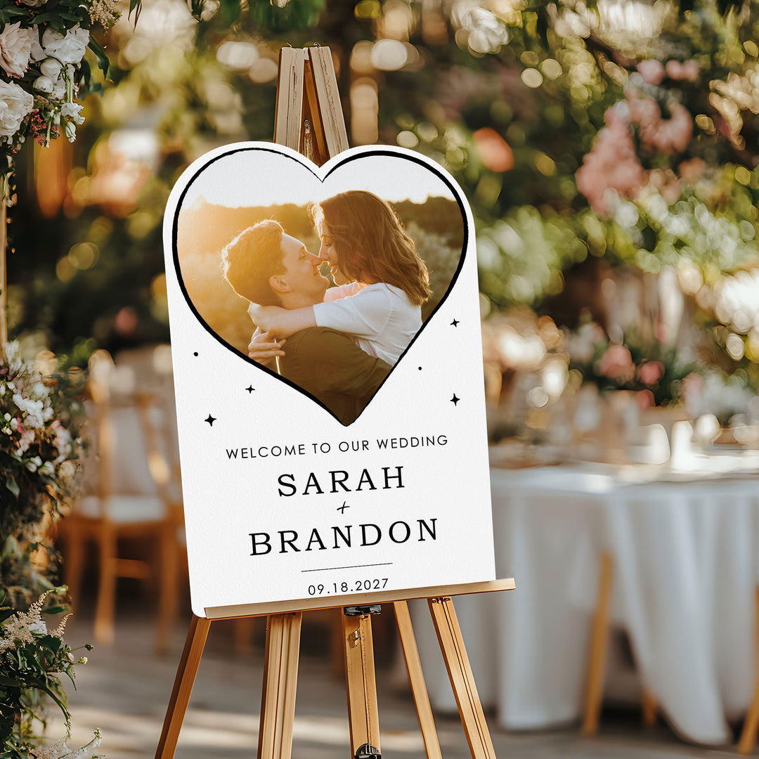 Personalized Photo Wedding Hearts Welcome Sign (Select Your Size)