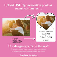 Personalized Photo Wedding Hearts Welcome Sign (Select Your Size)