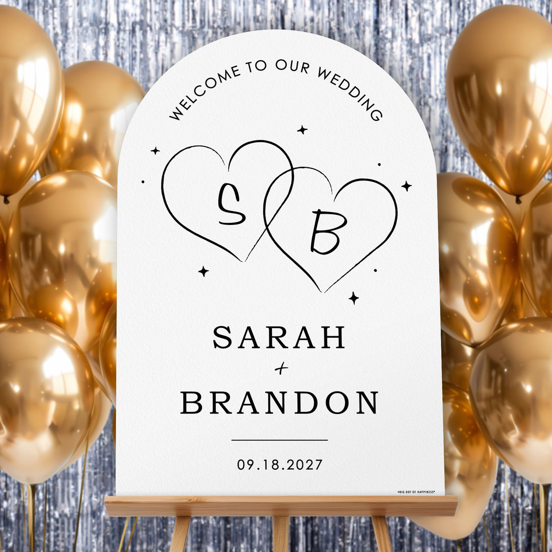 Personalized Text Wedding Hearts Welcome Sign (Select Your Size)