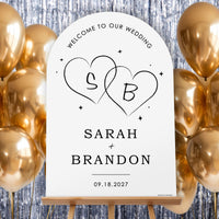 Personalized Text Wedding Hearts Welcome Sign (Select Your Size)