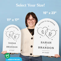 Personalized Text Wedding Hearts Welcome Sign (Select Your Size)