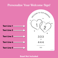 Personalized Text Wedding Hearts Welcome Sign (Select Your Size)