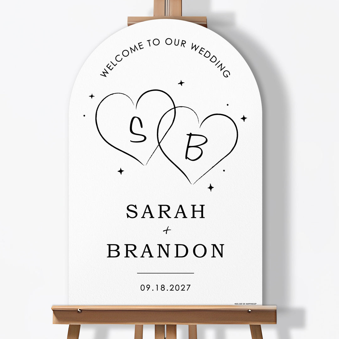 Personalized Text Wedding Hearts Welcome Sign (Select Your Size)