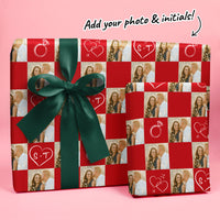 Custom Photo Wrapping Paper - Cherry Red Wedding Rings
