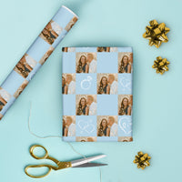 Custom Photo Wrapping Paper - Dusty Blue Wedding Rings