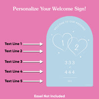 Personalized Text Dusty Blue Wedding Hearts Welcome Sign (Select Your Size)