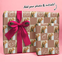 Custom Photo Wrapping Paper - Mocha Brown Wedding Rings
