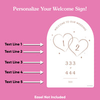 Personalized Text Mocha Brown Wedding Hearts Welcome Sign (Select Your Size)