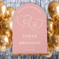 Personalized Text Pink Wedding Hearts Welcome Sign (Select Your Size)