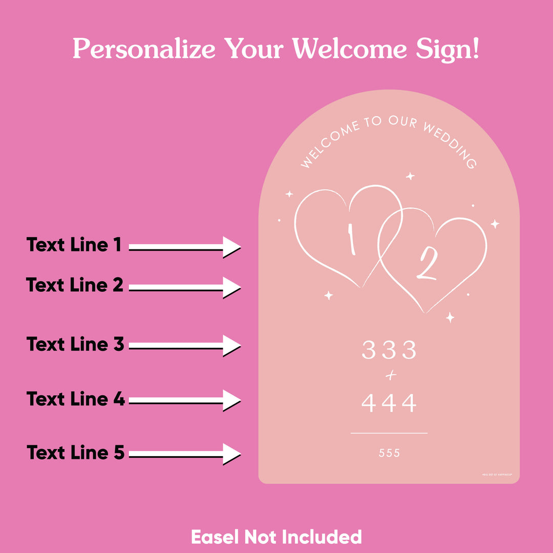 Personalized Text Pink Wedding Hearts Welcome Sign (Select Your Size)