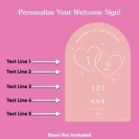 Personalized Text Pink Wedding Hearts Welcome Sign (Select Your Size)