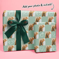 Custom Photo Wrapping Paper - Sage Green Wedding Rings