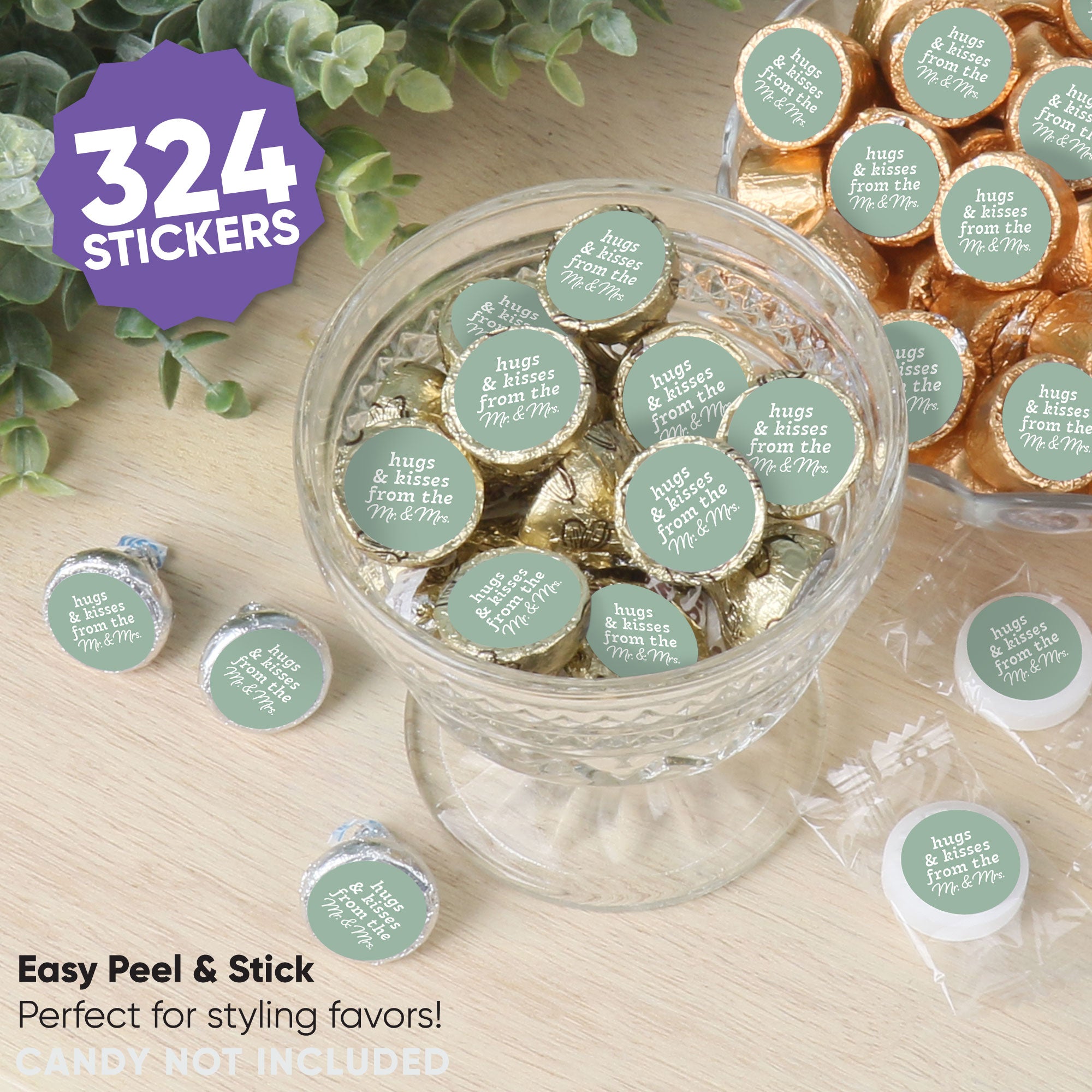 108 Personalized Kiss Chocolate Stickers | Wedding | Custom Candy 108 Personalized Kiss Chocolate Stickers | Wedding | Custom Candy