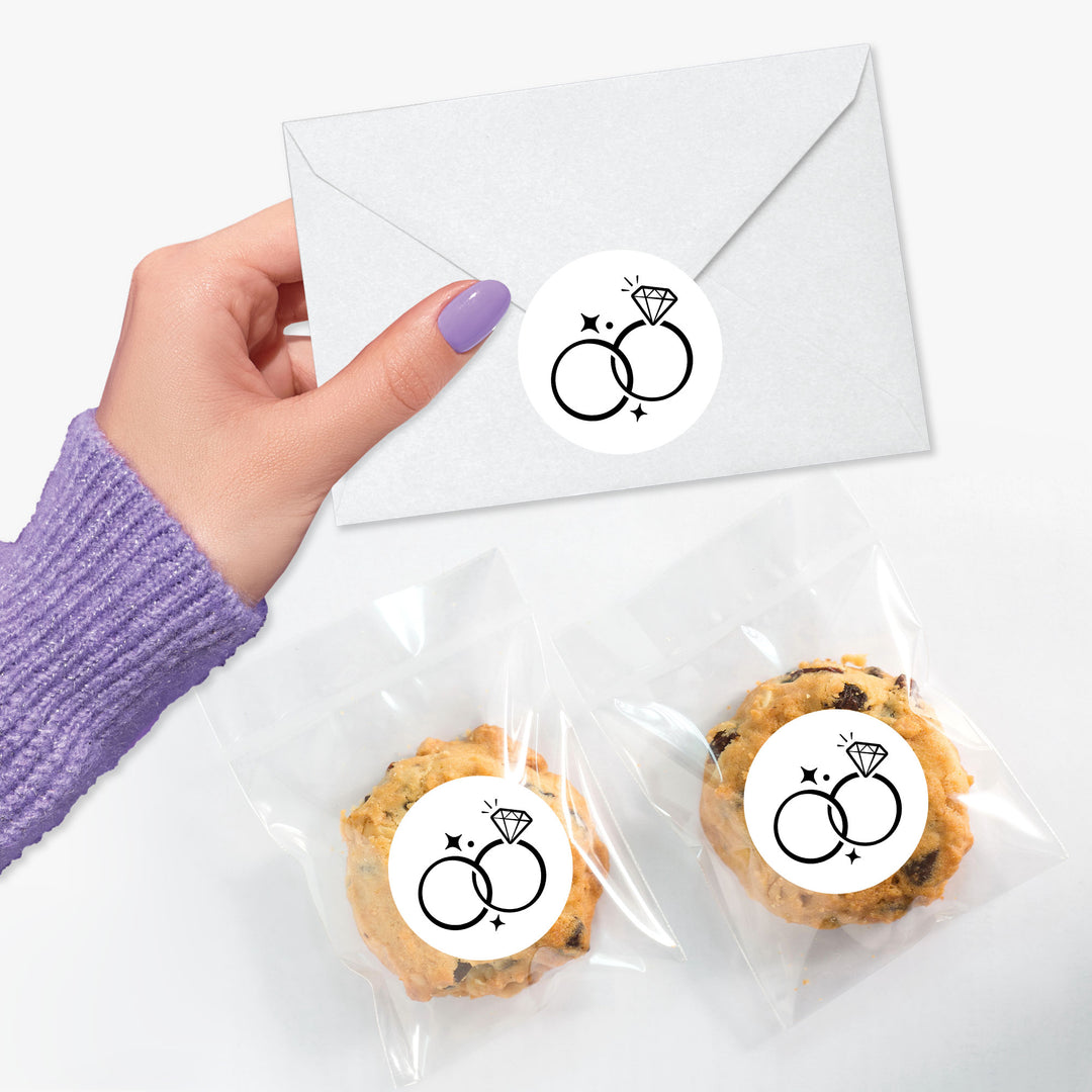 Wedding Rings Envelope Seal Stickers - 120 Ct