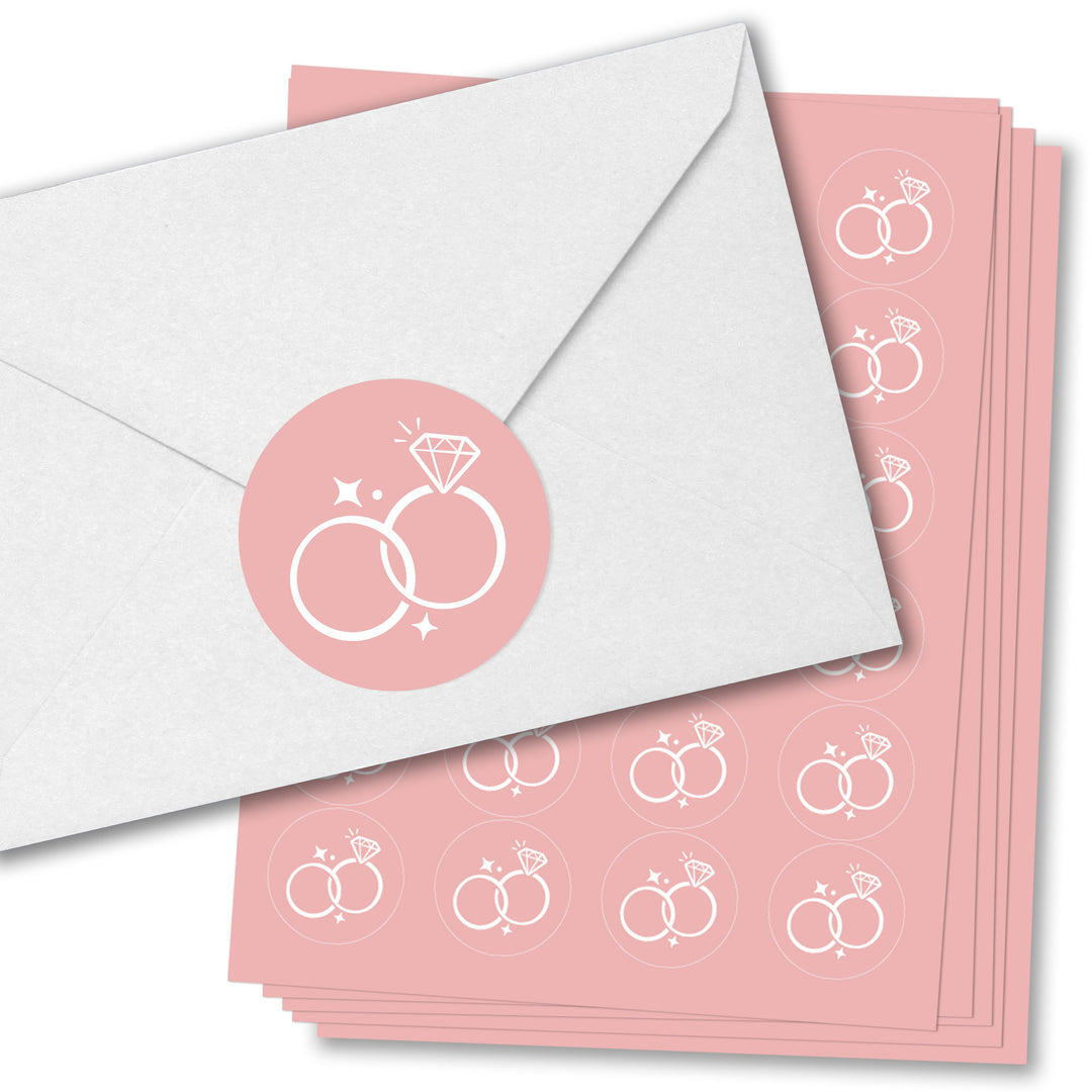 Wedding Rings Envelope Seal Stickers - 120 Ct