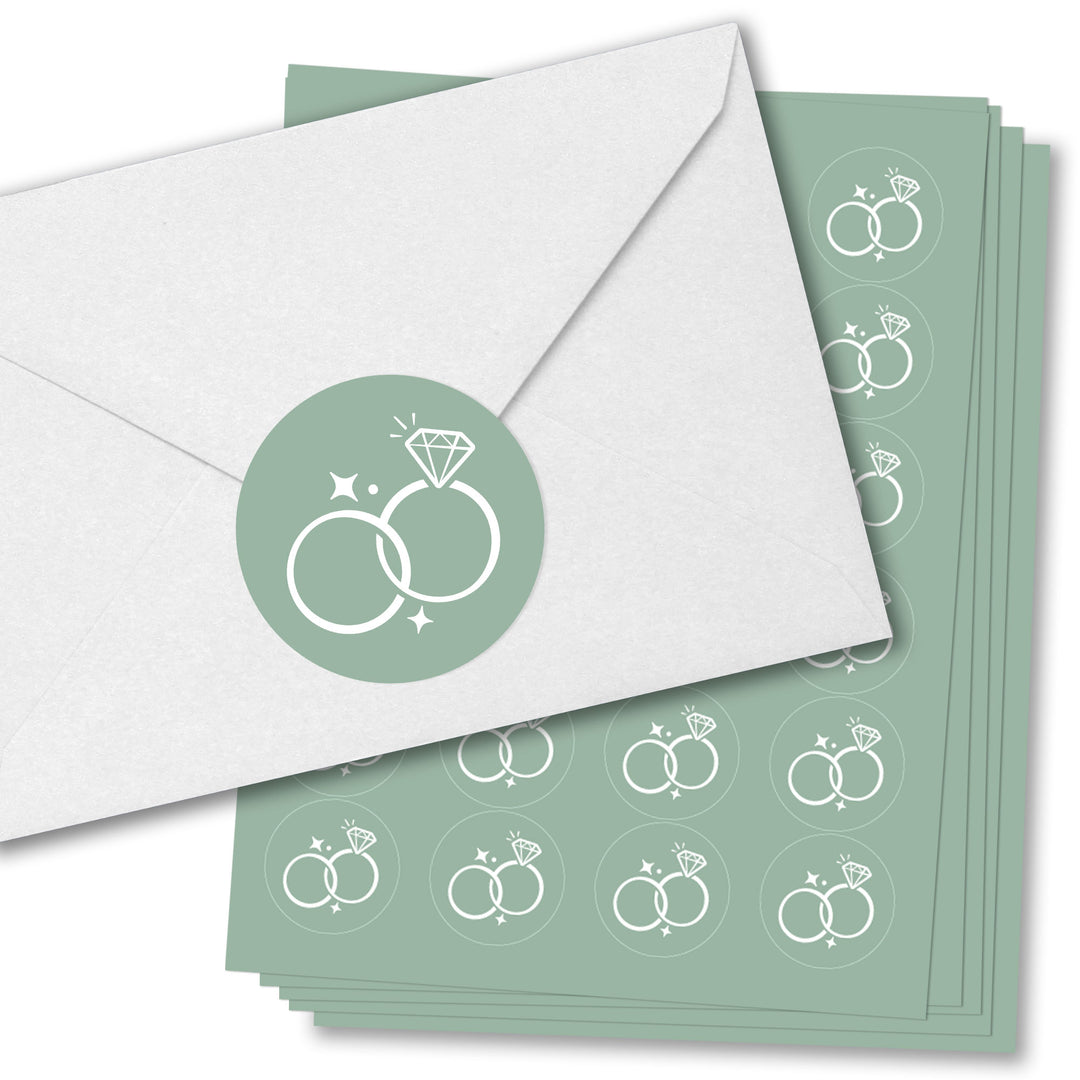 Wedding Rings Envelope Seal Stickers - 120 Ct