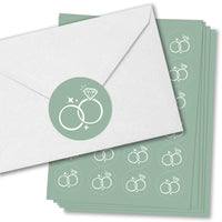 Wedding Rings Envelope Seal Stickers - 120 Ct