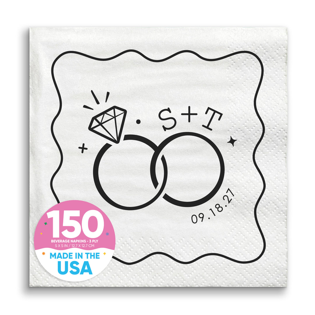 Custom Text - Wedding Rings Napkins