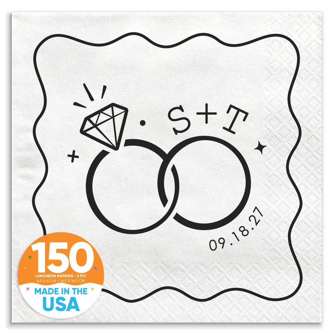 Custom Text - Wedding Rings Napkins
