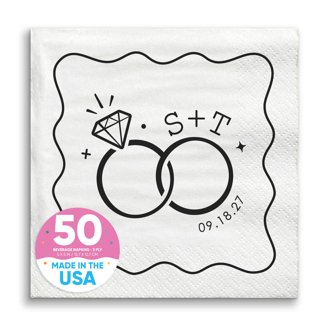 Custom Text - Wedding Rings Napkins