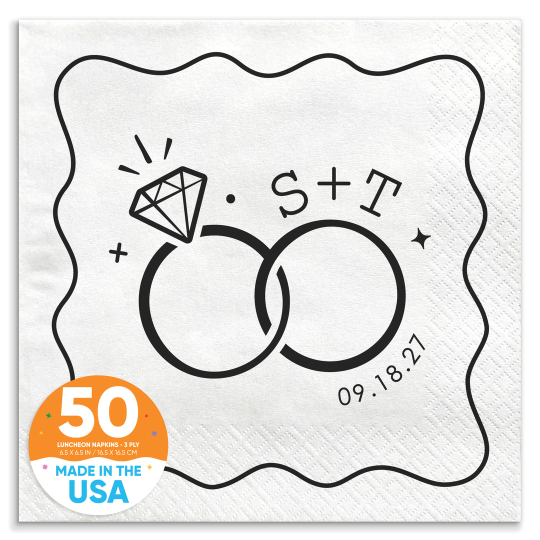 Custom Text - Wedding Rings Napkins