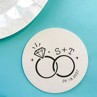Custom Text Coasters - Wedding Rings