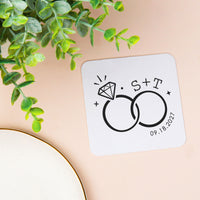 Custom Text Coasters - Wedding Rings