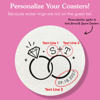 Custom Text Coasters - Wedding Rings