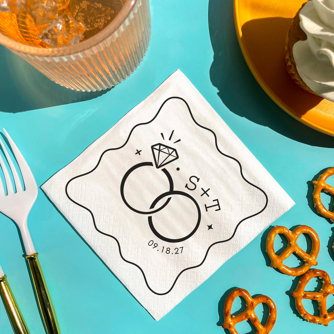 Custom Text - Wedding Rings Napkins