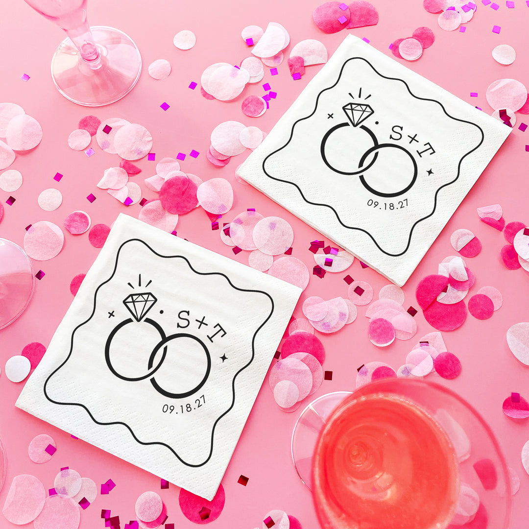 Custom Text - Wedding Rings Napkins
