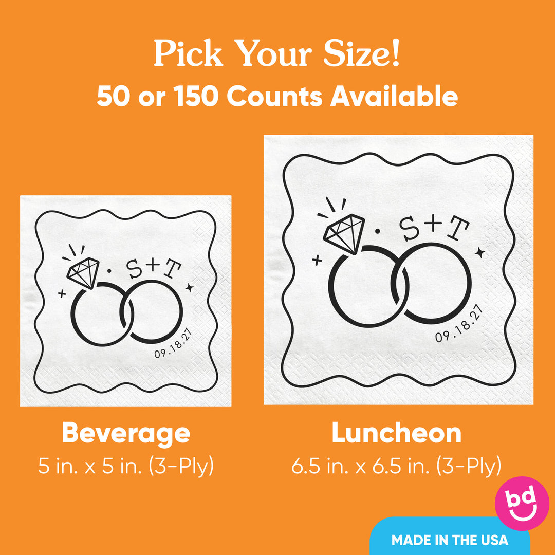 Custom Text - Wedding Rings Napkins