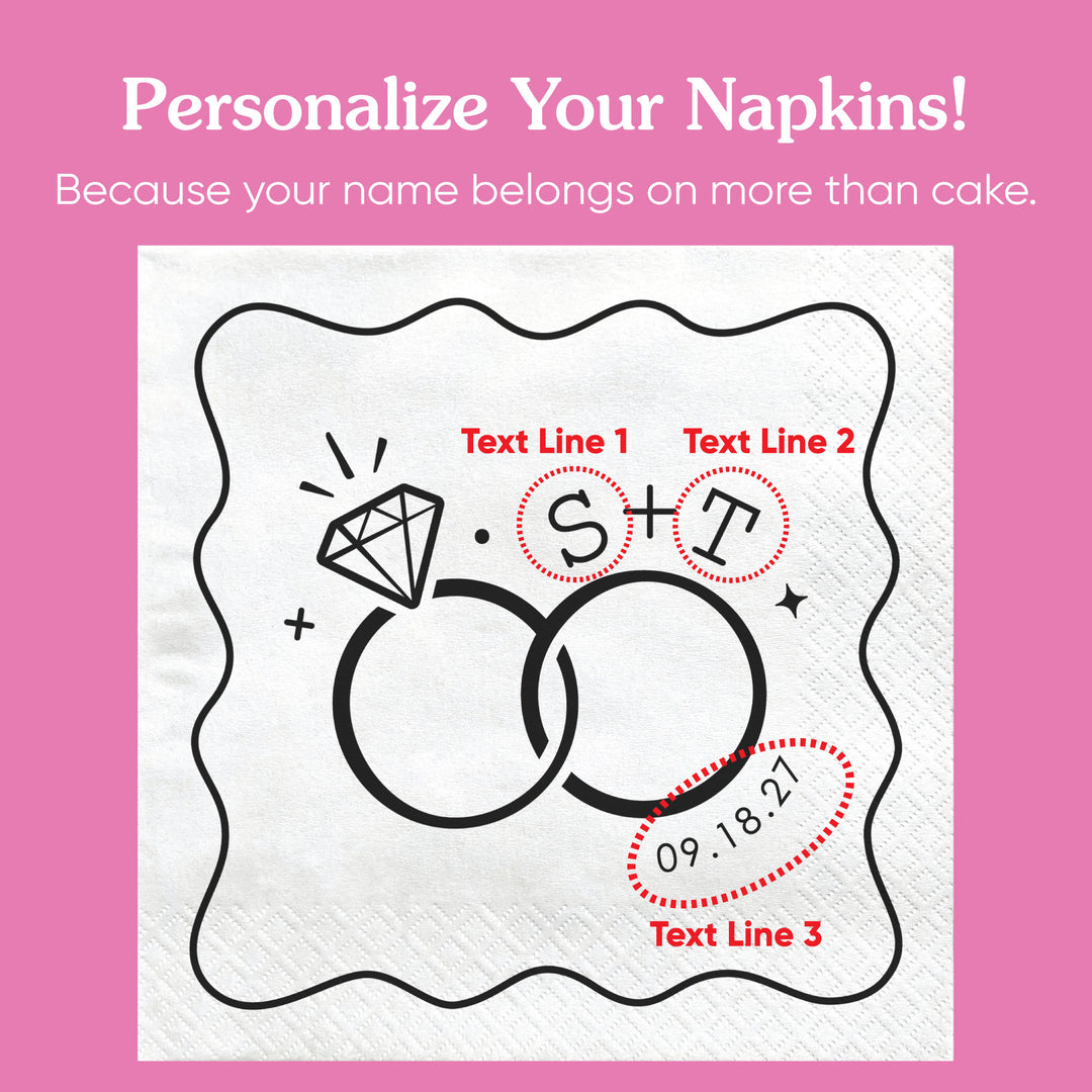 Custom Text - Wedding Rings Napkins