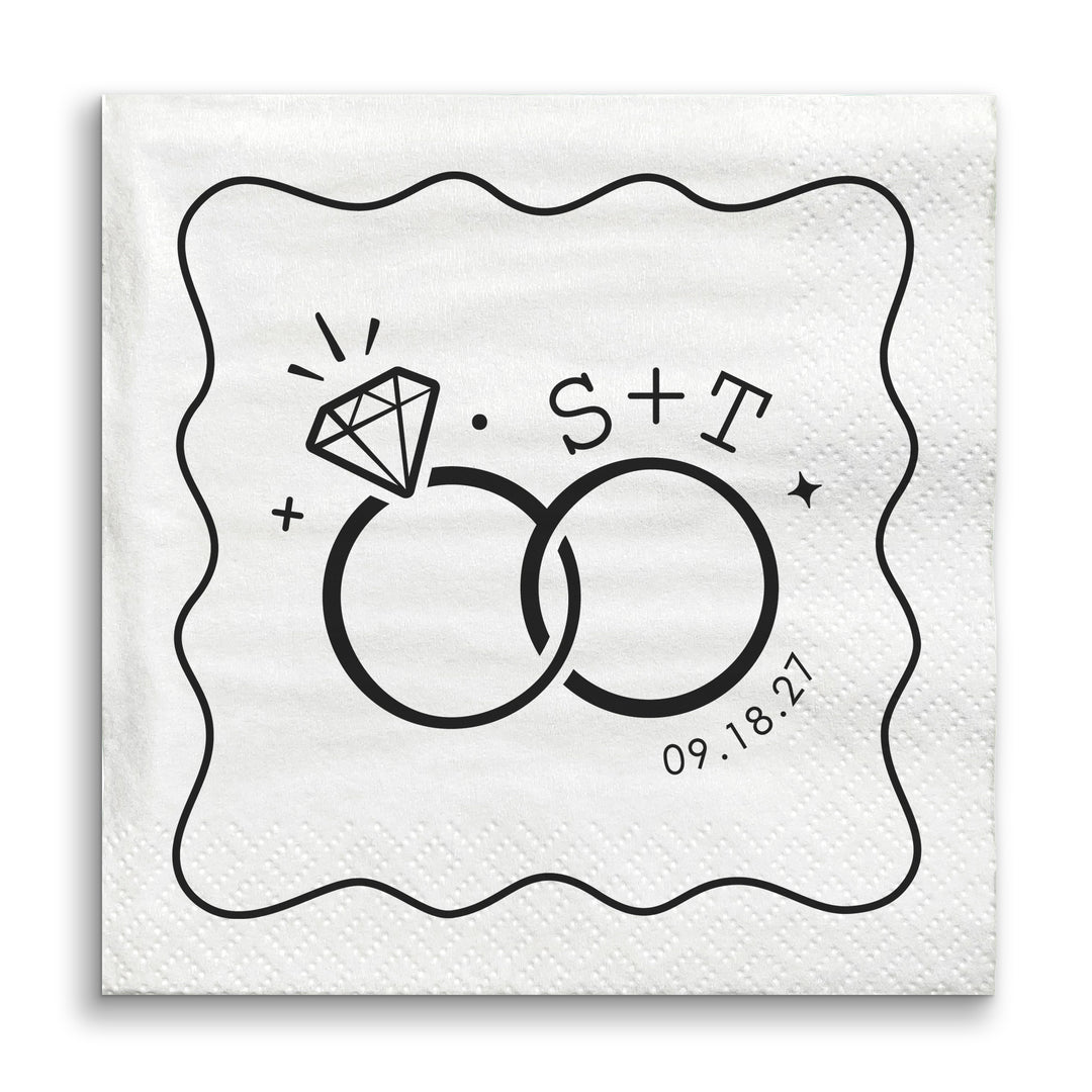 Custom Text - Wedding Rings Napkins