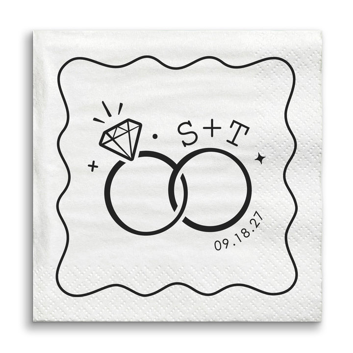 Custom Text - Wedding Rings Napkins