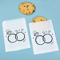 Custom Text Paper Treat Bags - Wedding Rings